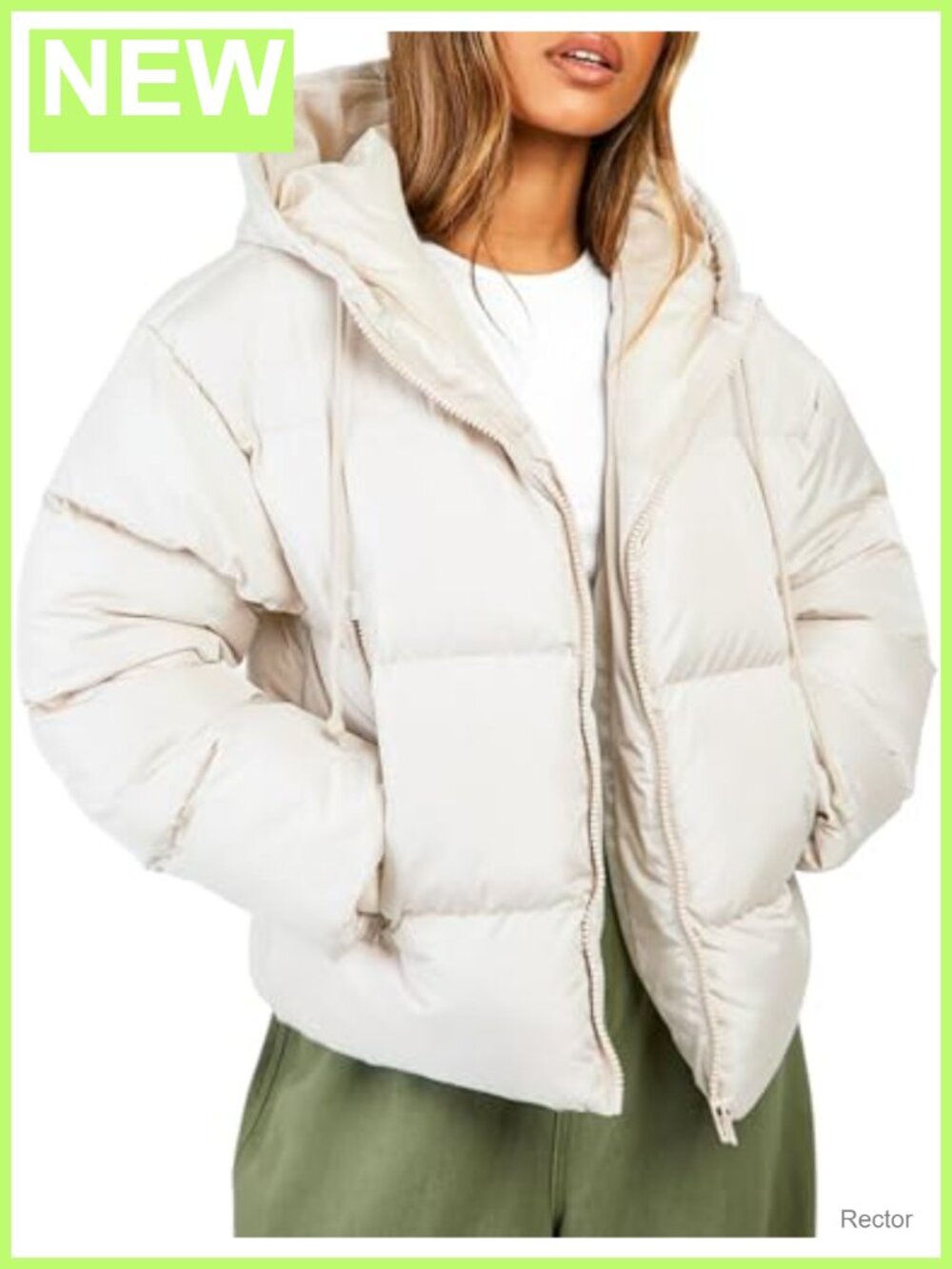 Women's Cropped Puffer Jacket Hooded Winter Quilted Zip Up Coat